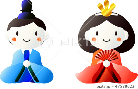 ひな祭り　桃の節句　ひな人形　お雛様　お内裏様　かわいい　セット 47589622
