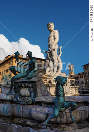 Fountain of Neptune - Roman God - Florence Italy Fountain of Neptune - Roman God - Florence Italy 47591046