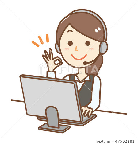 コールセンター　女性　OKサイン 47592281