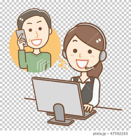 コールセンター 女性 通話のイラスト素材