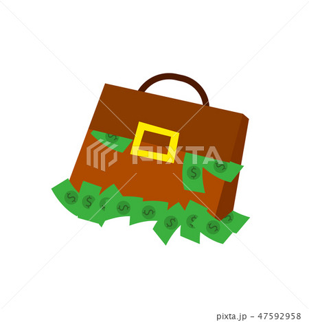 Suitcase full of money icon in flat style 47592958