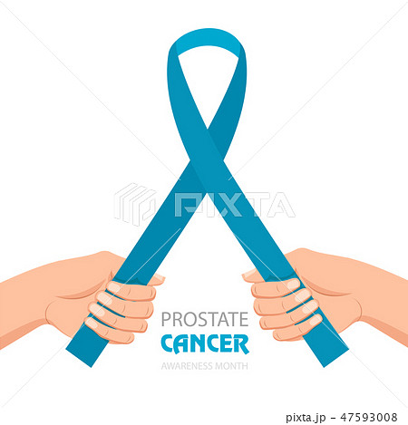 Awareness Blue Ribbon. World Prostate Cancer Day concept. in hand 47593008