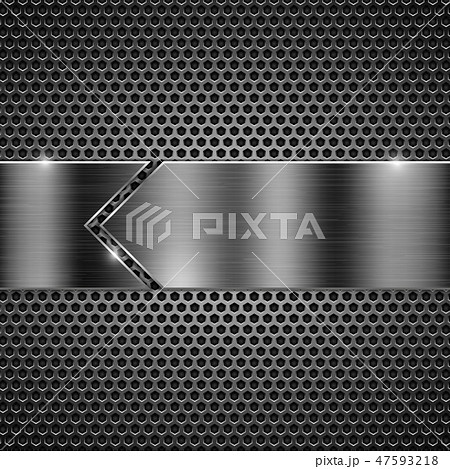 Metal perforated background with iron shiny plate 47593218