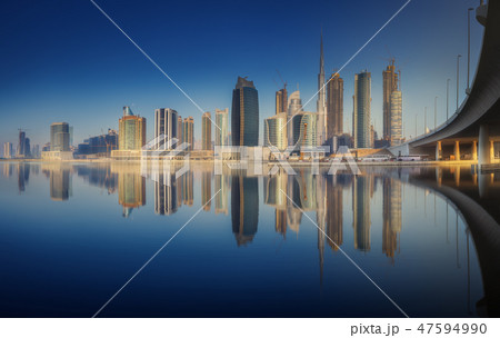 Cityscape of Dubai and panoramic view of Business bay, UAE 47594990