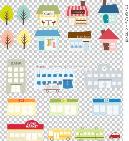 Cute building set - Stock Illustration [47595711] - PIXTA