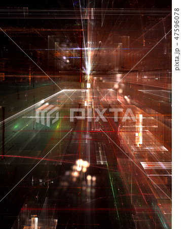 Fantasy fractal glass walls city - 3d fractal 47596078