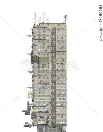 Slum futuristic building isolated on white background 3d illustration Slum futuristic building isolated on white background 3d illustration 47596162
