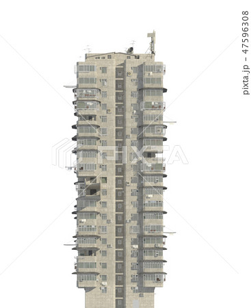 Slum futuristic building isolated on white background 3d illustration 47596308