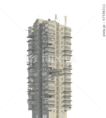 Slum futuristic building isolated on white background 3d illustration 47596311