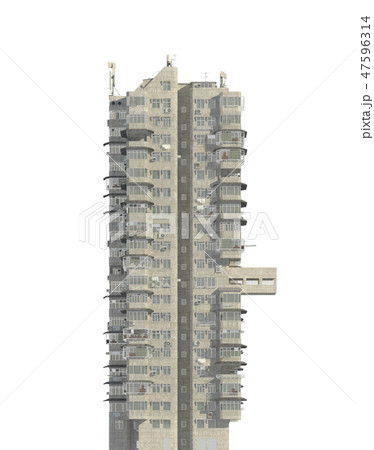 Slum futuristic building isolated on white background 3d illustration 47596314