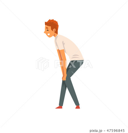 Smiling Man in Casual Clothes, Side View Vector Illustration 47596845