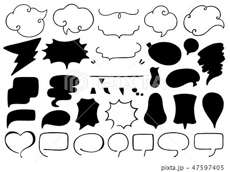 手描き 吹き出しセット2のイラスト素材