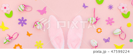 Creative Easter flat lay composition Creative Easter flat lay composition 47599224