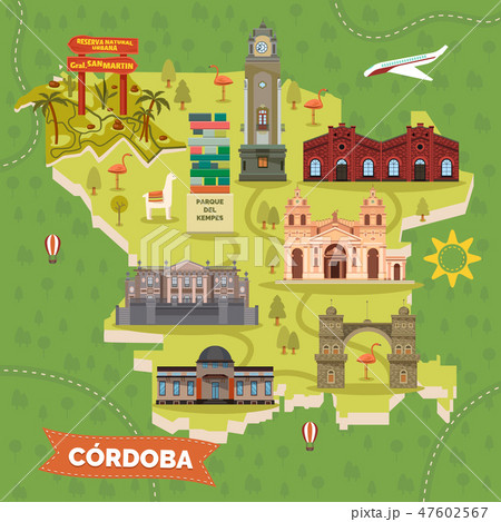 Argentina Cordoba map with sightseeing landmarks Argentina Cordoba map with sightseeing landmarks 47602567