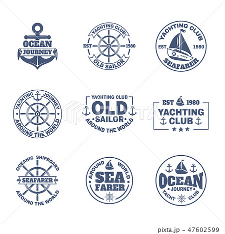 Yacht or ship, boat icons for nautical travel 47602599