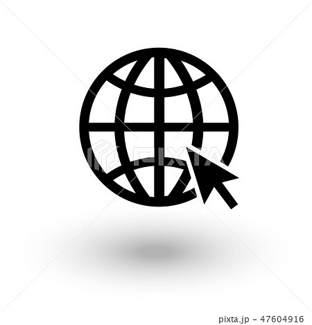 globe wireframe black and white web symbol icon with cursor isolated on white background vector 47604916