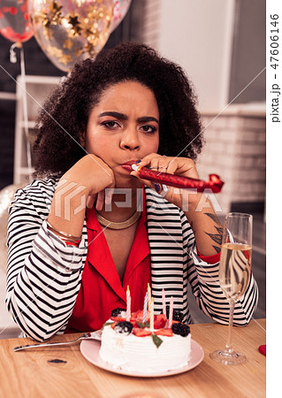 Sad young woman being alone for birthday Sad young woman being alone for birthday 47606146