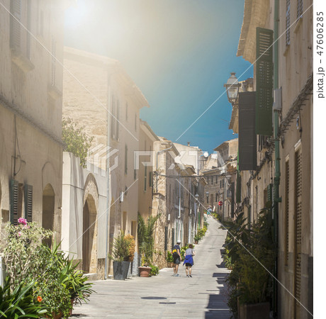 Historic street at sunset Historic street at sunset 47606285