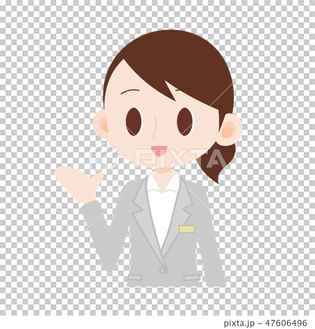 灰色ジャケットを着た案内する女性 47606496