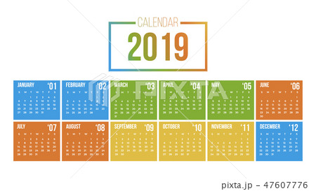 Vector of 2019 new year calendar in clean  47607776