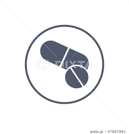 Pills Icon in trendy flat style in circle. Pills Icon in trendy flat style in circle. 47607891