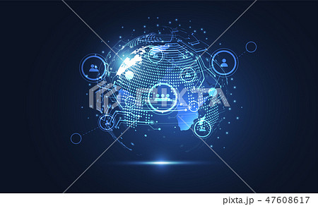 Global network connection. World map point Global network connection. World map point 47608617