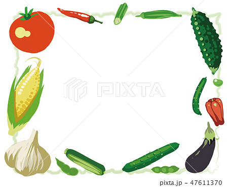 夏野菜 イラストフレーム Summer Vegetable Illustration Frame のイラスト素材
