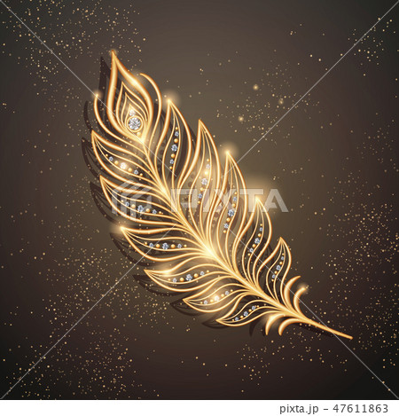 Golden feather brooch 47611863
