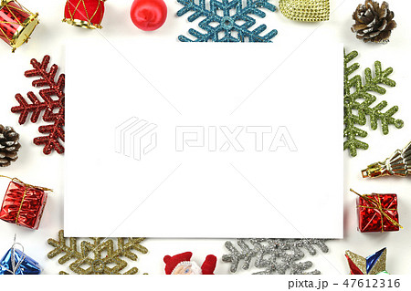 Square of empty white paper on equipment Christmas. 47612316