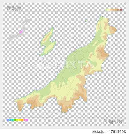 新潟県の地図 等高線 色分け のイラスト素材 新潟県の地図 等高線 色分け のイラスト素材
