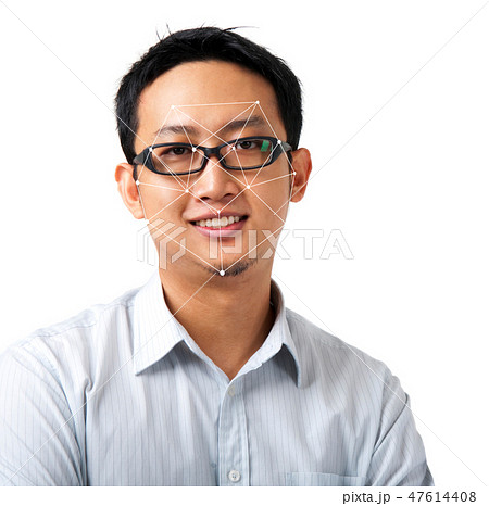 Facial recognition system concept. 47614408