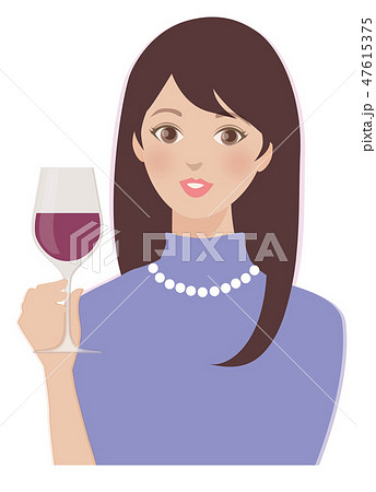 ワイングラスを持つ女性のイラスト素材