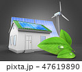 3d illustration of house  with  green leaf 47619890