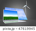 3d illustration of solar and wind energy  47619945