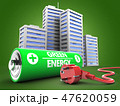 3d illustration of battery  with city 47620059