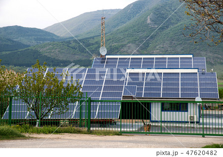 Solar panels, photovoltaics over the roof Solar panels, photovoltaics over the roof 47620482