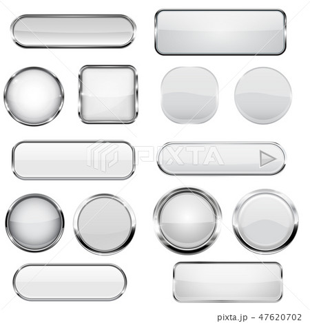 Collection of 3d buttons. White glass and plastic buttons Collection of 3d buttons. White glass and plastic buttons 47620702