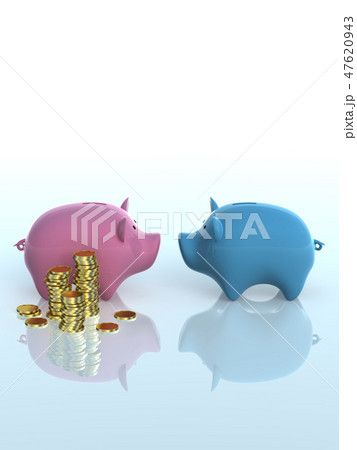 CG　3D　イラスト　立体　デザイン　豚の貯金箱　婚活　見合い　結婚　恋人　経済力　価値 47620943