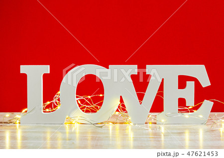White love text wood and led light. White love text wood and led light. 47621453
