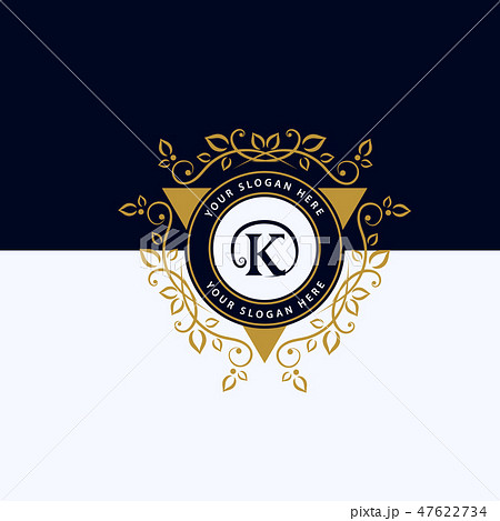 Monogram Design Template Elegant Line Art Logo Kのイラスト素材