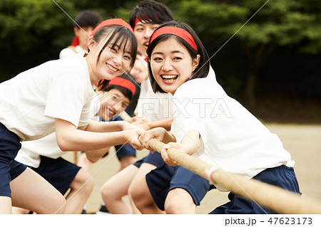 高校生 体育祭 運動会の写真素材
