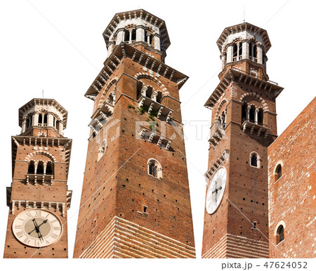 Lamberti Tower isolated on white - Verona Italy 47624052