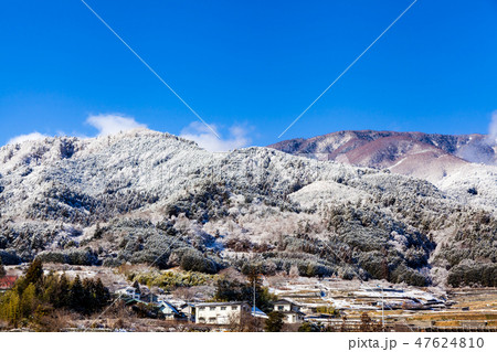 櫛形山、中腹、雪景色、冬、南アルプス市 櫛形山、中腹、雪景色、冬、南アルプス市 47624810