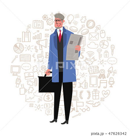 ビジネスマン　手描き　ビジネスアイコン　イラスト 47626342