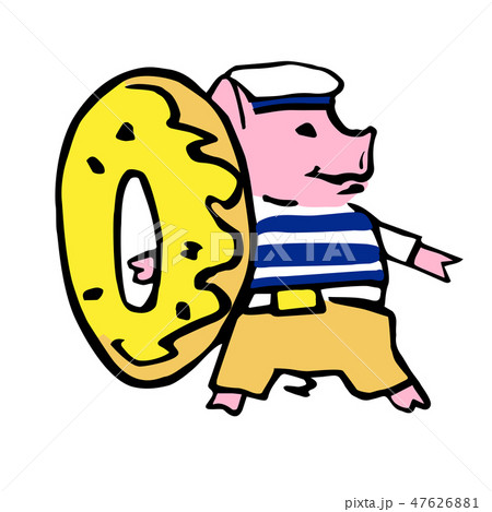 funny color costumed sailor pig with doughnut lafe 47626881