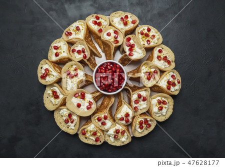 Qatayef Arabian pancake stuffed with sweet cheese. Qatayef Arabian pancake stuffed with sweet cheese. 47628177