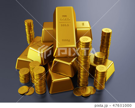 gold bars and golden coins 47631000