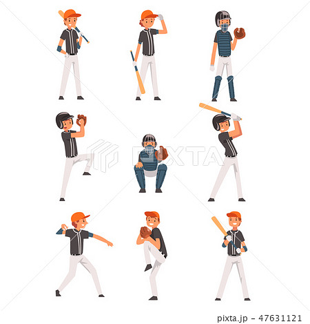 Baseball Players set, Softball Athletes Characters in Uniform, Team Game Sports Vector Illustration 47631121