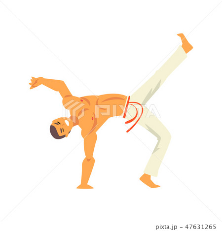 Capoeira Dancer Fighter Character Practicing Movement, Brazilian National Struggle Vector Capoeira Dancer Fighter Character Practicing Movement, Brazilian National Struggle Vector 47631265