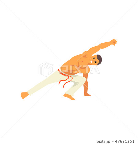 Male Dancer Fighter Character Practicing Capoeira, Brazilian National Martial Art Vector 47631351